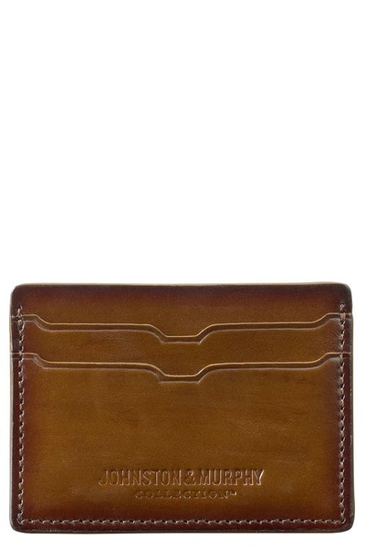 Shop Johnston & Murphy Leather Card Case In Antique Brown