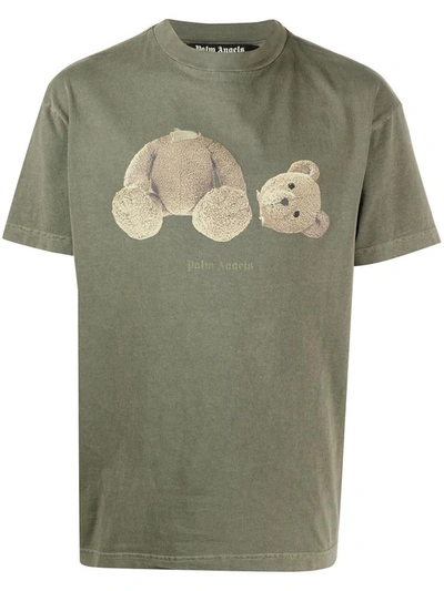 Shop Palm Angels Bear-print Crew-neck T-shirt In Nero