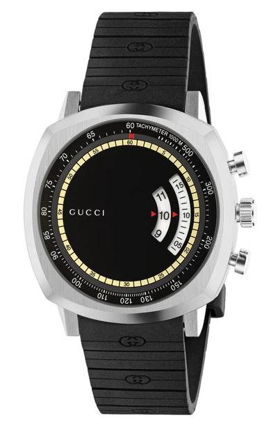 Shop Gucci Grip Chronograph Watch; 40mm In Black/ Silver