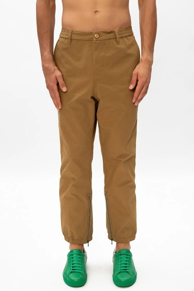 Shop Gucci Web Trousers Sand Mix In Black