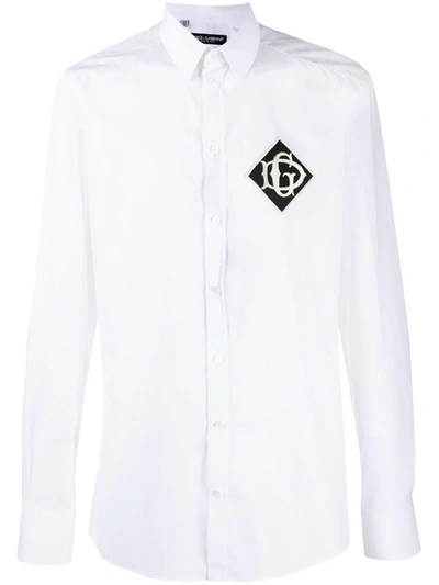 Shop Dolce & Gabbana Dolce&gabbana Embroidered Logo Patch Shirt In Pink