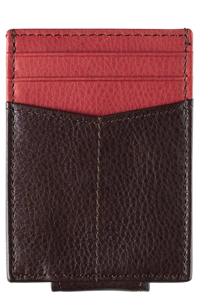 Shop Johnston & Murphy Leather Money Clip Card Case In Brown