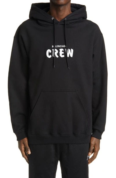 Shop Balenciaga Graphic Hoodie In Black/ White