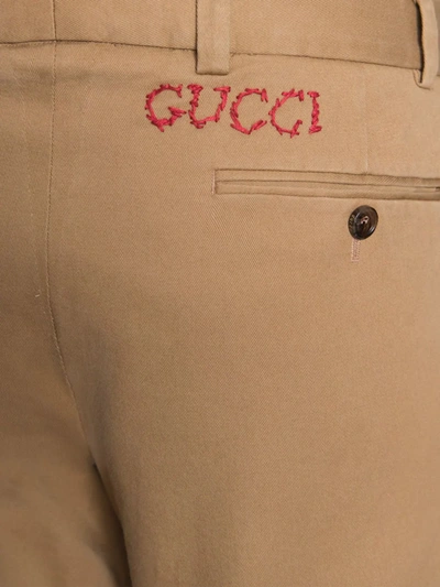 Shop Gucci Cotton Drill Chino In Green