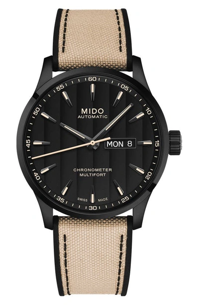 Shop Mido Multifort Automatic Canvas & Silicone Strap Watch, 42mm In Black