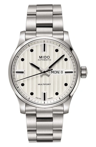Shop Mido Multifort Automatic Bracelet Watch, 42mm In Silver/ White
