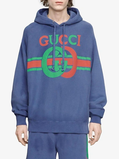 Shop Gucci Sweatshirt With Interlocking G Print In Yellow