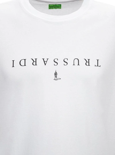 Shop Trussardi Oversized Cotton T-shirt With Logo Print In White