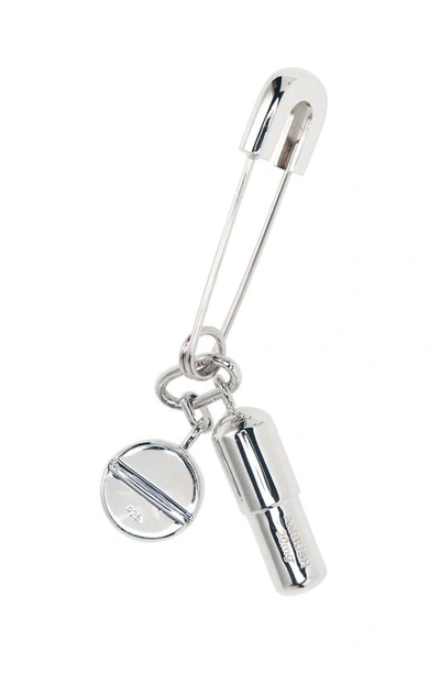 Shop Ambush Pill Charm Safety Pin Earring In Silver