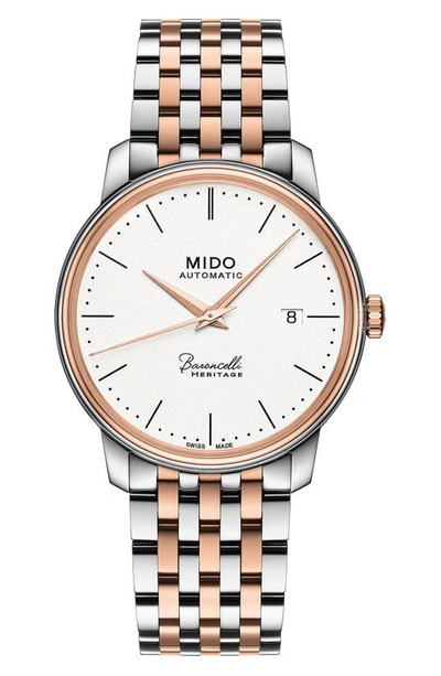 Shop Mido Baroncelli Heritage Automatic Bracelet Watch, 39mm In Silver