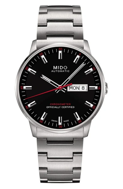 Shop Mido Commander Chronometer Bracelet Watch, 40mm In Silver/ Black