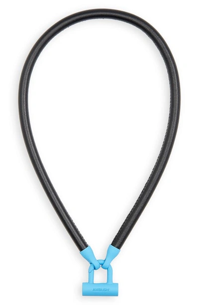 Shop Ambush Bike Lock Leather Necklace In Blue Black