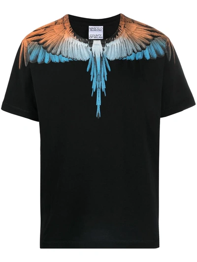 Shop Marcelo Burlon County Of Milan Marcelo Burlon Wings Crew Neck T-shirt In Black Orange