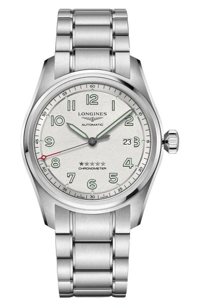 Shop Longines Spirit Automatic Bracelet Watch, 42mm In Silver/ White