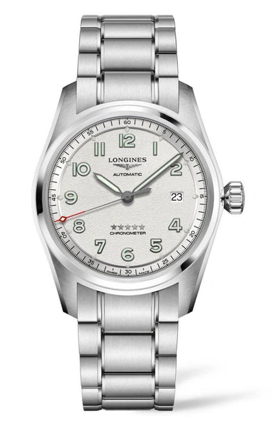 Shop Longines Spirit Automatic Bracelet Watch, 40mm In Silver/ White