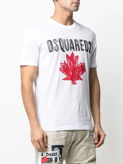 Shop Dsquared2 D2 Leaf Print T-shirt In Nero Rosso