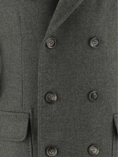 Shop Brunello Cucinelli Double-breasted Peacoat In Blue
