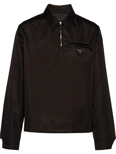 Shop Prada Re-nylon Zip-placket Shirt In Rosso