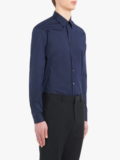 Shop Prada Stretch Poplin Shirt In Nero