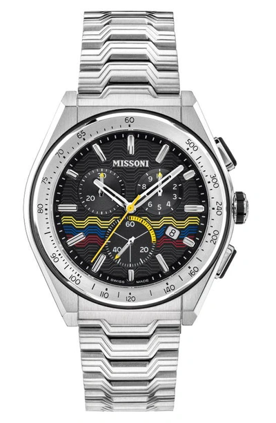 Shop Missoni M331 Chronograph Bracelet Watch, 44.5mm In Stainless Steel / Black