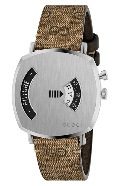 Shop Gucci G-strap Watch, 38mm In Brown/ Silver