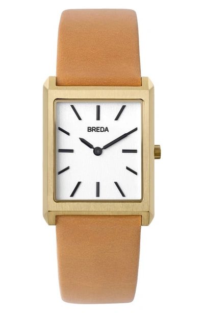 Shop Breda Virgil Leather Strap Watch, 26mm In Gold/ Clay/ Ivory