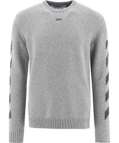 Shop Off-white "diag" Sweater In Grey
