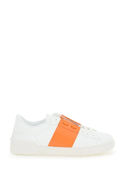 Shop Valentino Garavani Open Sneakers In Bianco Orange Zest