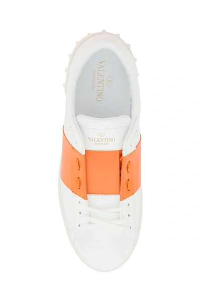 Shop Valentino Garavani Open Sneakers In Bianco Orange Zest