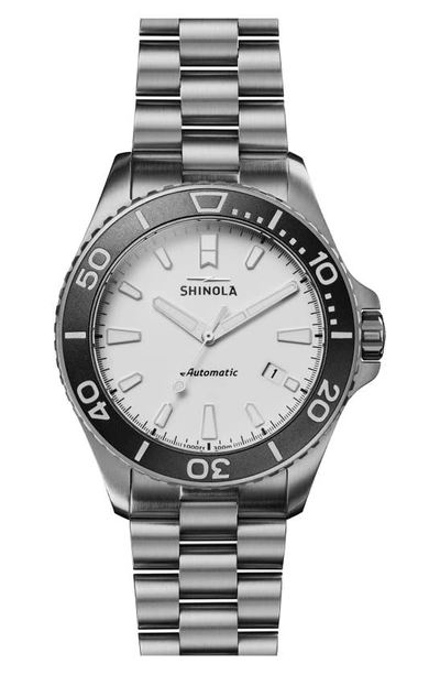 Shop Shinola The Ice Monster Automatic Bracelet Watch, 43mm In Gumental/ White/ Silver