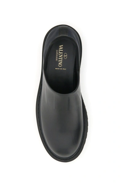 Valentino Garavani Black Leather And Neoprene Slip-on Loafers 