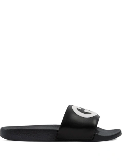 Shop Gucci Gg Logo Slides In Black