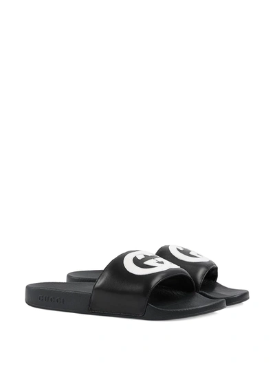 Shop Gucci Gg Logo Slides In Black