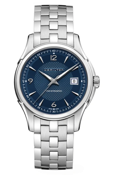 Shop Hamilton Jazzmaster Viewmatic Bracelet Watch, 40mm In Blue/silver