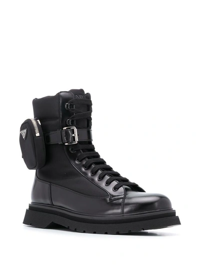 Shop Prada Military Boots In Nero+red