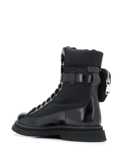 Shop Prada Military Boots In Nero+red
