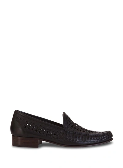 Shop Saint Laurent Loafers In Braided Leather In Nero