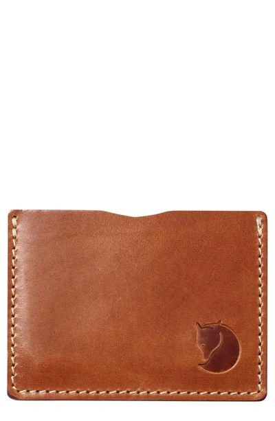 Shop Fjall Raven Ovik Leather Card Holder In Leather Cognac