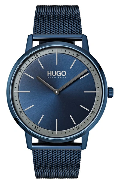 Shop Hugo Boss Exist Mesh Strap Watch, 40mm In Blue