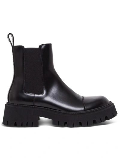 Shop Balenciaga Tractor Boots In Black Leather