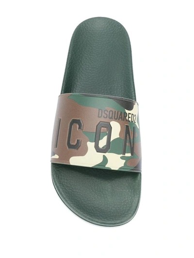 Shop Dsquared2 Camouflage Print Slides In White