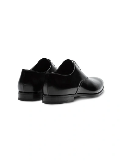 Shop Prada Brushed Leather Oxford Shoes In Nero