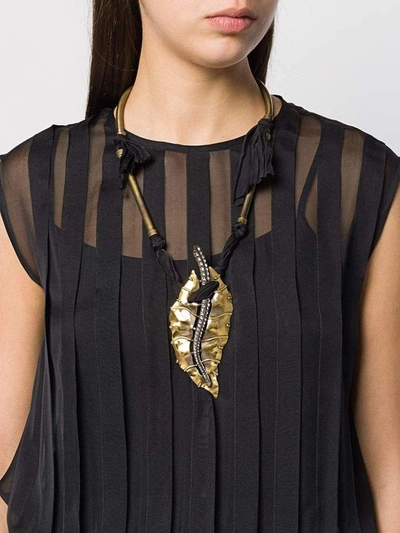 Shop Lanvin Leaf Pendant Necklace In Bronze