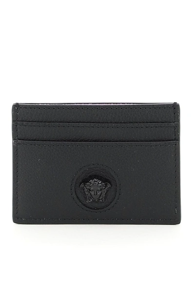 Shop Versace Medusa Leather Card Holder In Nero Nero Oro