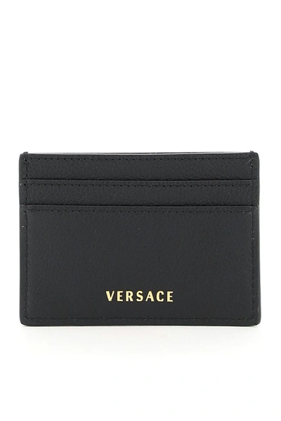 Shop Versace Medusa Leather Card Holder In Nero Nero Oro