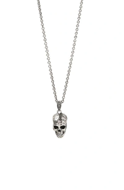 Shop John Varvatos Distressed Skull Pendant Necklace In Silver