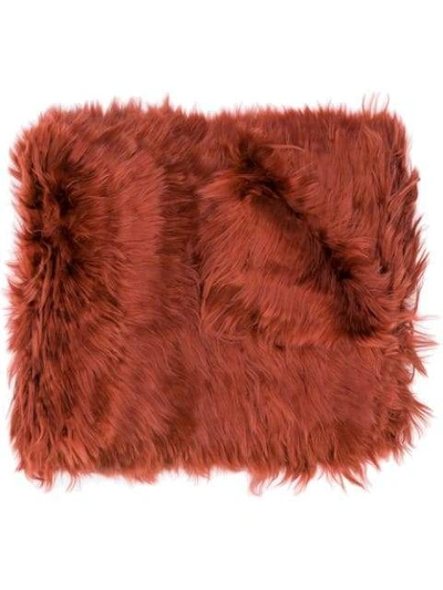 Shop Gucci Red Fur Scarf In Black