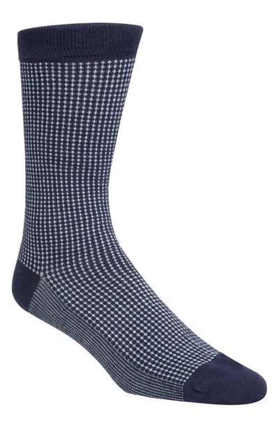 Shop Cole Haan Check Dress Socks In Marine Blue