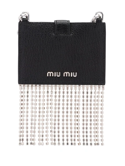 Shop Miu Miu Crystal Teardrop Cardholder In Nero