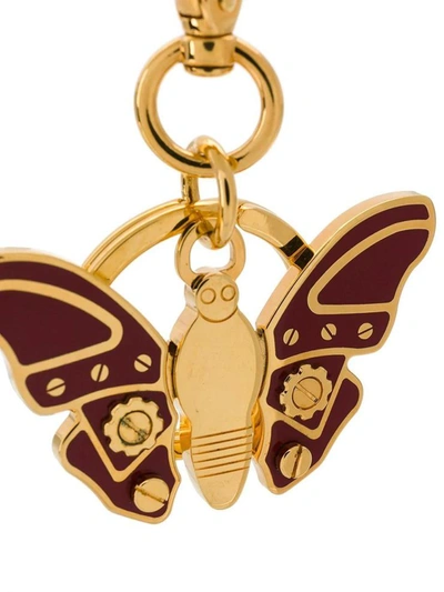 Shop Prada Butterfly Keyring In Brown